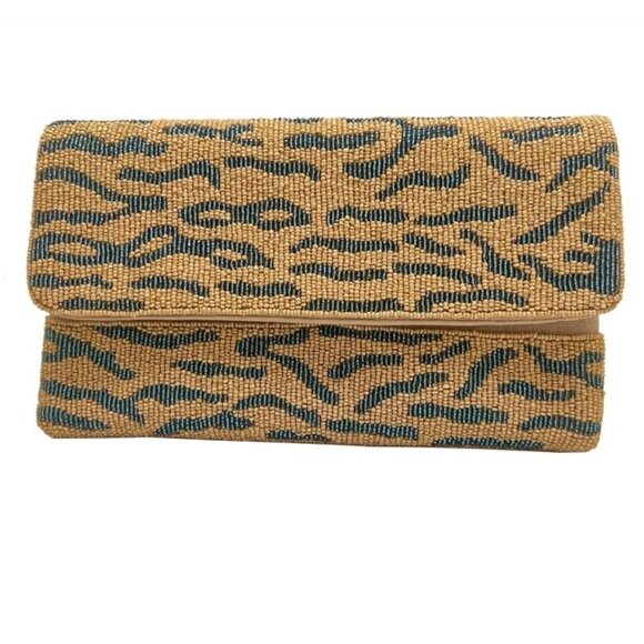 Tiger Grey Beaded Clutch - Picture 1 of 1